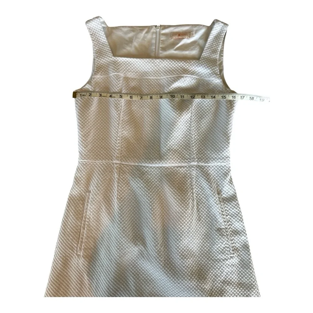 Tory Burch Cotton Pique Square Neck White Mini Dress Sz 6 Minimalist Casual